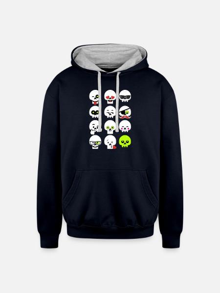 Faces Skull - Unisex Contrast Hoodie - navy/heather gray