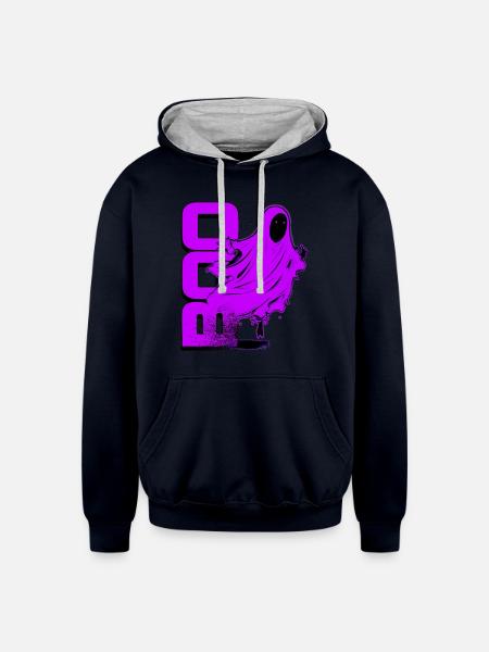 Ghost Of Disapproval - Purple Halftone - Unisex Contrast Hoodie - navy/heather gray