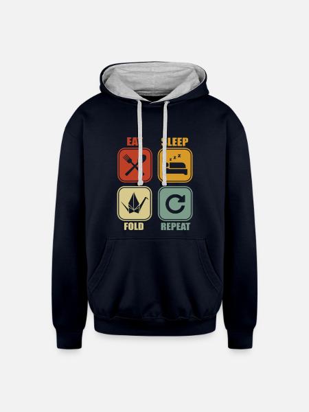 Origami Paper Fold - Unisex Contrast Hoodie - navy/heather gray