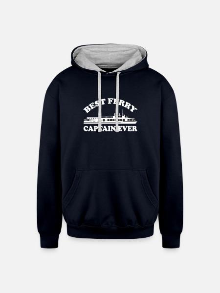 Best Ferry Captain Ever - Unisex Contrast Hoodie - navy/heather gray