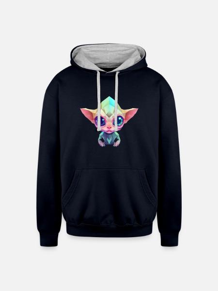 Polygon Alien - Unisex Contrast Hoodie - navy/heather gray