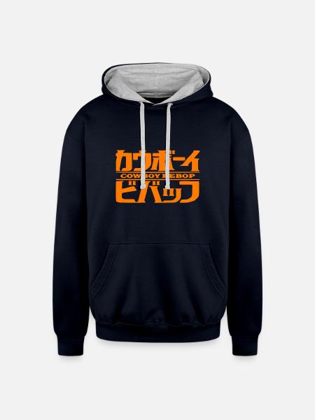Cowboy Bebop - Unisex Contrast Hoodie - navy/heather gray