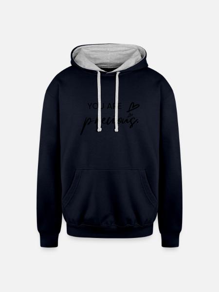 You Are Precious. | Inspirational - Unisex Contrast Hoodie - navy/heather gray
