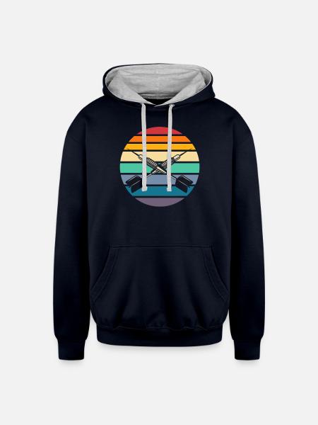 Retro Dart Darts - Unisex Contrast Hoodie - navy/heather gray