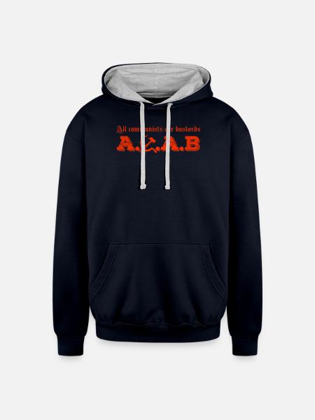 All communists are bastards A C A B - Unisex Contrast Hoodie - navy/heather gray