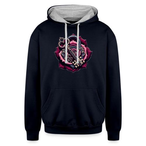 You Hold the Key to My Heart Rose Lock T-Shirt - Unisex Contrast Hoodie