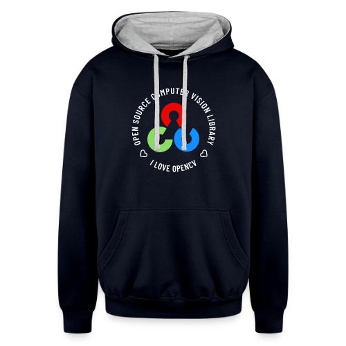 I Love OpenCV (Light Logo) - Unisex Contrast Hoodie