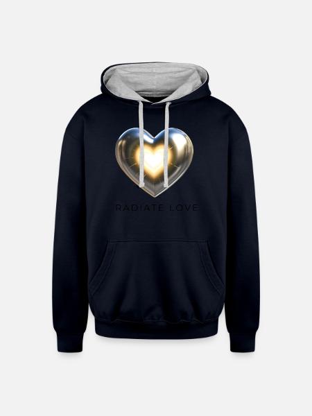 Radiate Love - Unisex Contrast Hoodie - navy/heather gray