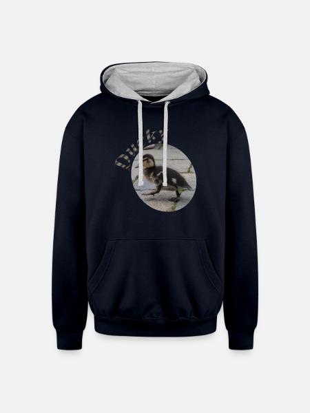 Ducky - Unisex Contrast Hoodie - navy/heather gray