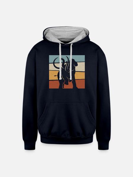 Retro Mammoth Prehistoric Elephant - Unisex Contrast Hoodie - navy/heather gray