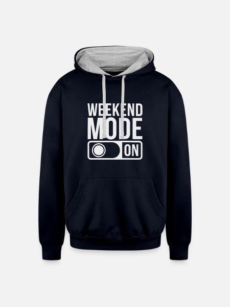 Weekend Mode On - Unisex Contrast Hoodie - navy/heather gray