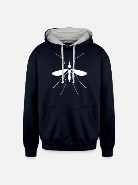 Mosquito Silhouette Heart - Unisex Contrast Hoodie - navy/heather gray