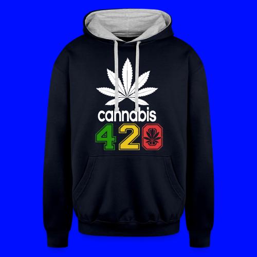 Humorous 420 Authentic Herb Weed Marijuana Design - Unisex Contrast Hoodie