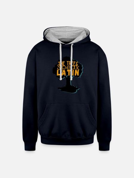 The trees Speak Latin - Unisex Contrast Hoodie - navy/heather gray