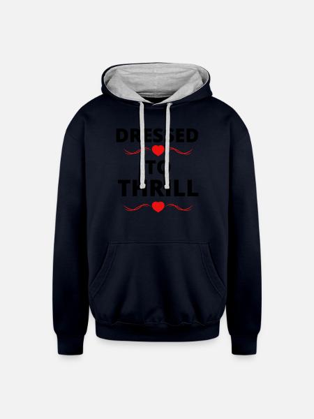 DRESSED TO THRILL - Unisex Contrast Hoodie - navy/heather gray