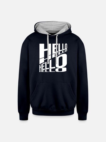 hello bold text - Unisex Contrast Hoodie - navy/heather gray