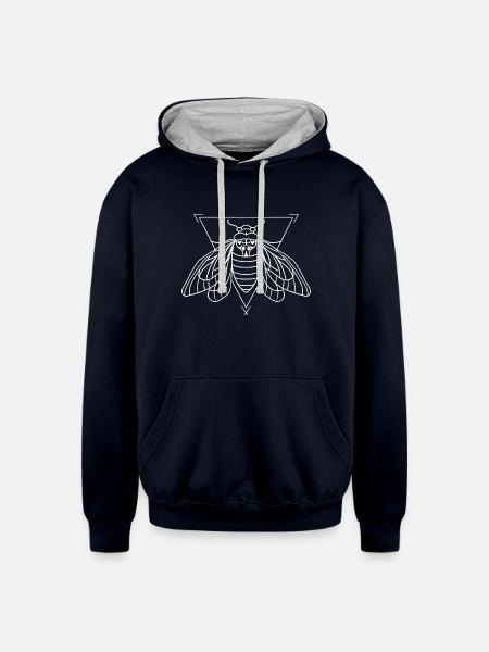 Cicada Minimalism - Unisex Contrast Hoodie - navy/heather gray
