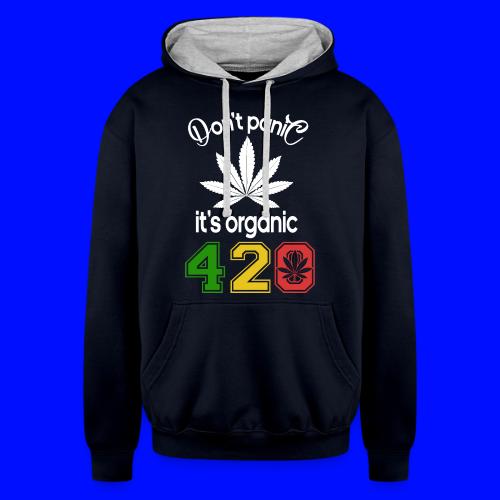 Hilarious 420 Do Not Panic it's organic - Unisex Contrast Hoodie