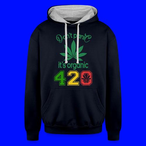 Joshing 420 Organic Herb Weed Marijuana Design - Unisex Contrast Hoodie