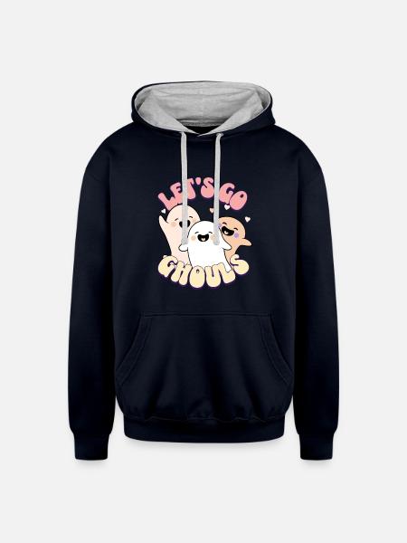 Let s go Ghouls - Unisex Contrast Hoodie - navy/heather gray