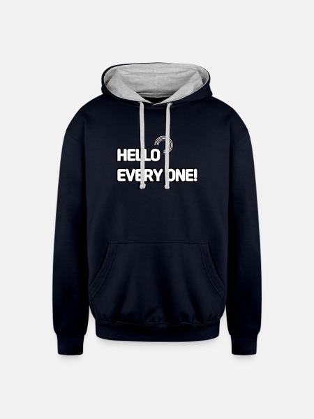 HELLO EVERY ONE 001 - Unisex Contrast Hoodie - navy/heather gray
