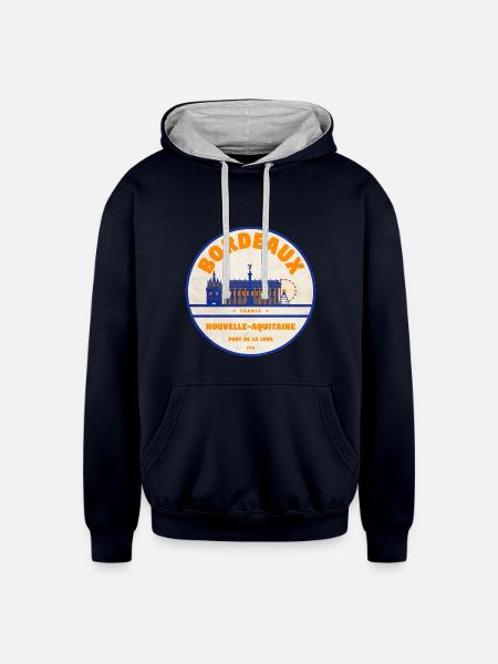 Bordeaux Skyline - Unisex Contrast Hoodie - navy/heather gray