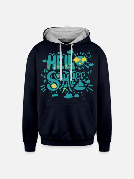Hello Summer Relatives - Unisex Contrast Hoodie - navy/heather gray