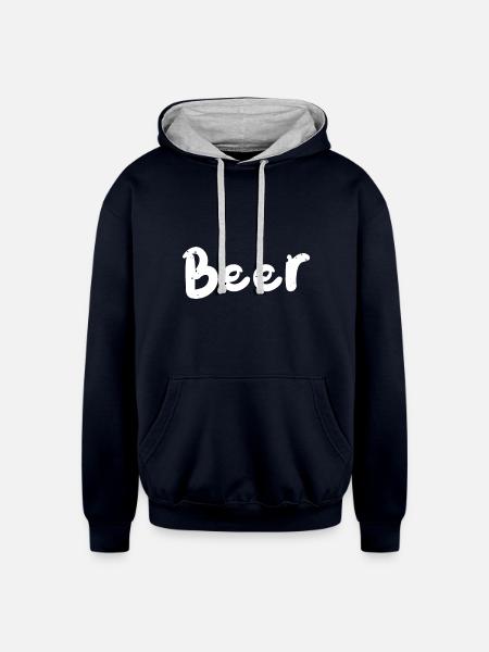 Beer - Deer - Unisex Contrast Hoodie - navy/heather gray