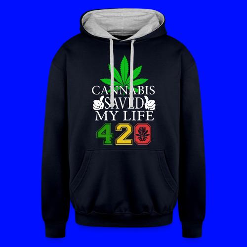 Joyous 420 Saving Herb Weed Marijuana Design - Unisex Contrast Hoodie