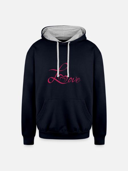 love - Unisex Contrast Hoodie - navy/heather gray