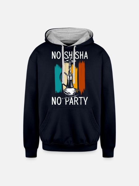 Hookah Chilling Smoking - Unisex Contrast Hoodie - navy/heather gray