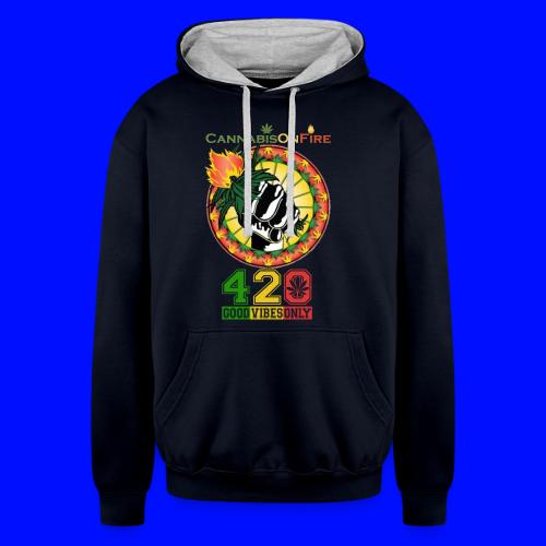 Charming Cannabis On Fire 420 Weed Marijuana - Unisex Contrast Hoodie