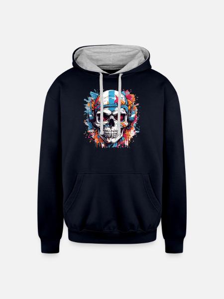 Crane Artistic - Unisex Contrast Hoodie - navy/heather gray