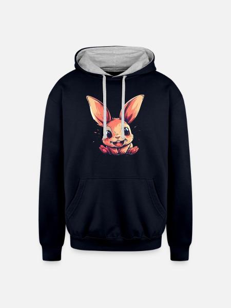 Cuteness Overload - Unisex Contrast Hoodie - navy/heather gray