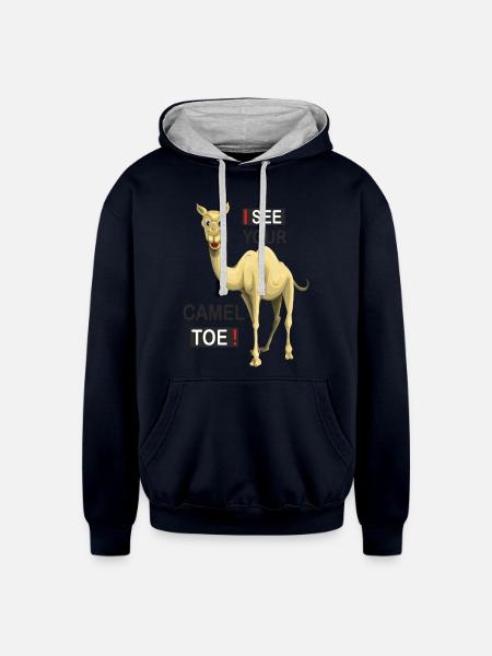 camel toe funny design - Unisex Contrast Hoodie - navy/heather gray