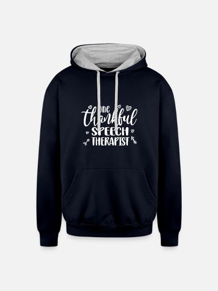 Speech therapist, Speech therapy - Unisex Contrast Hoodie - navy/heather gray