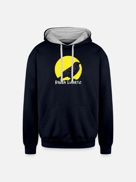 CROW / RAVENS: Raven Lunatic - Unisex Contrast Hoodie - navy/heather gray