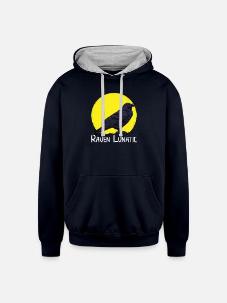 CROW / RAVENS: Raven Lunatic - Unisex Contrast Hoodie - navy/heather gray