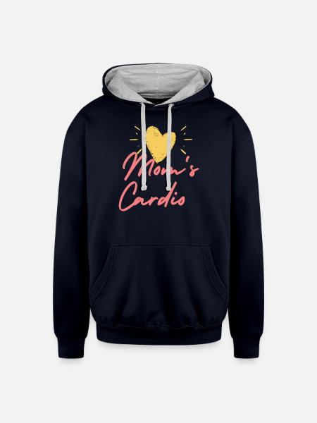 Mom s Cardio - Unisex Contrast Hoodie - navy/heather gray