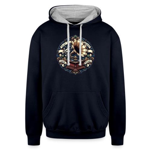 Ornate Phonograph T-Shirt - Unisex Contrast Hoodie
