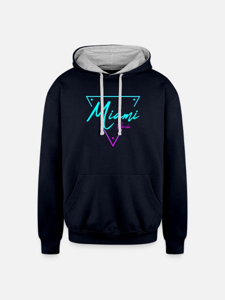 Miami Florida - Unisex Contrast Hoodie - navy/heather gray