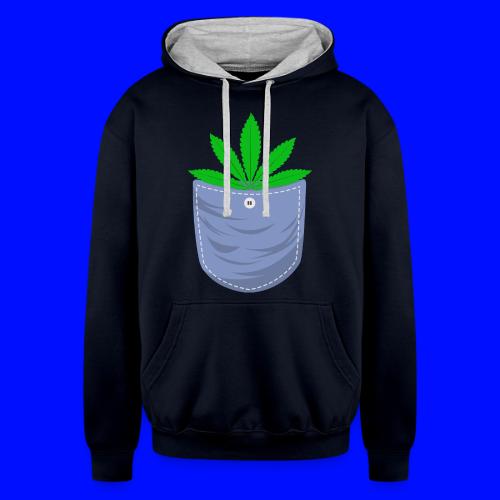 Jesting 420 Pocket Of Herb Weed Marijuana Design - Unisex Contrast Hoodie