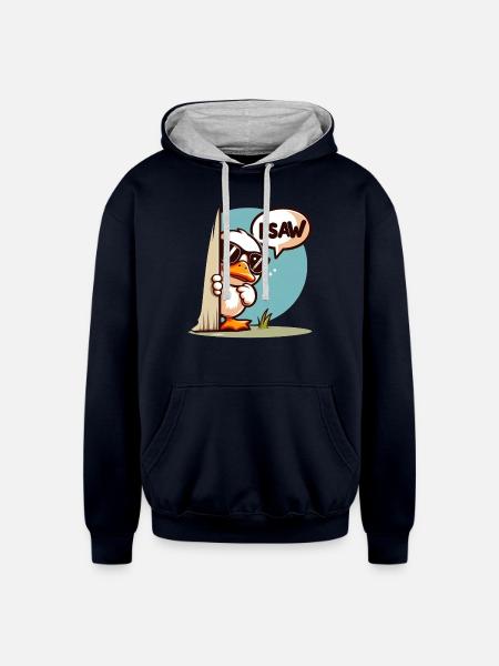 I saw cool duck - Unisex Contrast Hoodie - navy/heather gray
