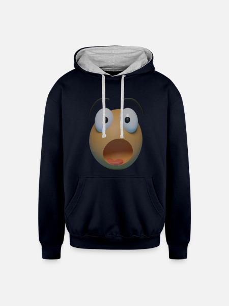 Surprised face - Unisex Contrast Hoodie - navy/heather gray