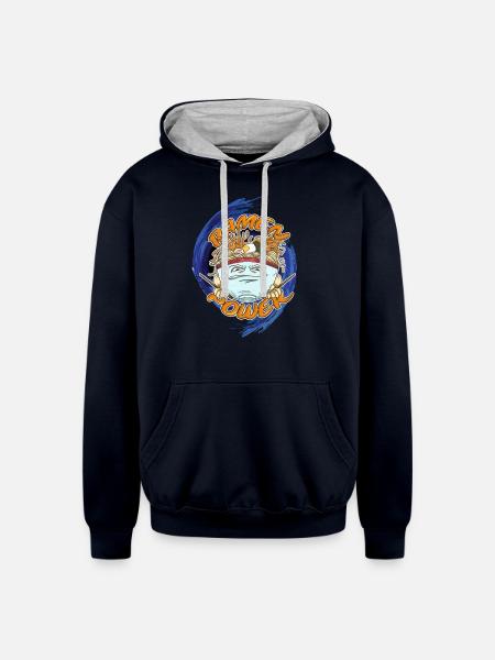 Ramen Power - Unisex Contrast Hoodie - navy/heather gray