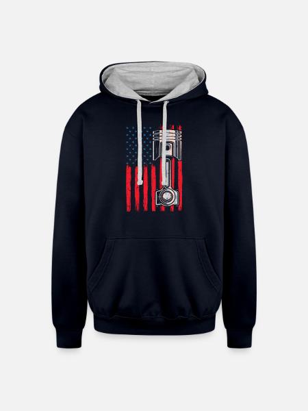 Piston American Flag - Unisex Contrast Hoodie - navy/heather gray