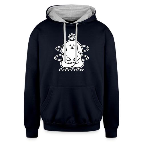 Cute Meditating Bunny Zen Yoga Animal - Unisex Contrast Hoodie