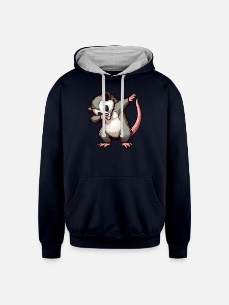 Dabbing Opossum - Unisex Contrast Hoodie - navy/heather gray