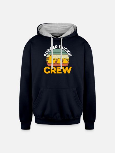 Rubber Duckie Crew - Unisex Contrast Hoodie - navy/heather gray