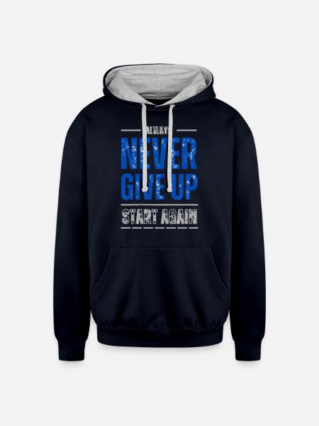 Never give up 2 - Unisex Contrast Hoodie - navy/heather gray